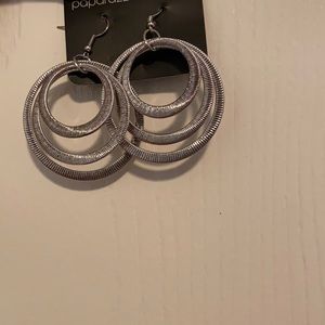 Silver earrings three whooped